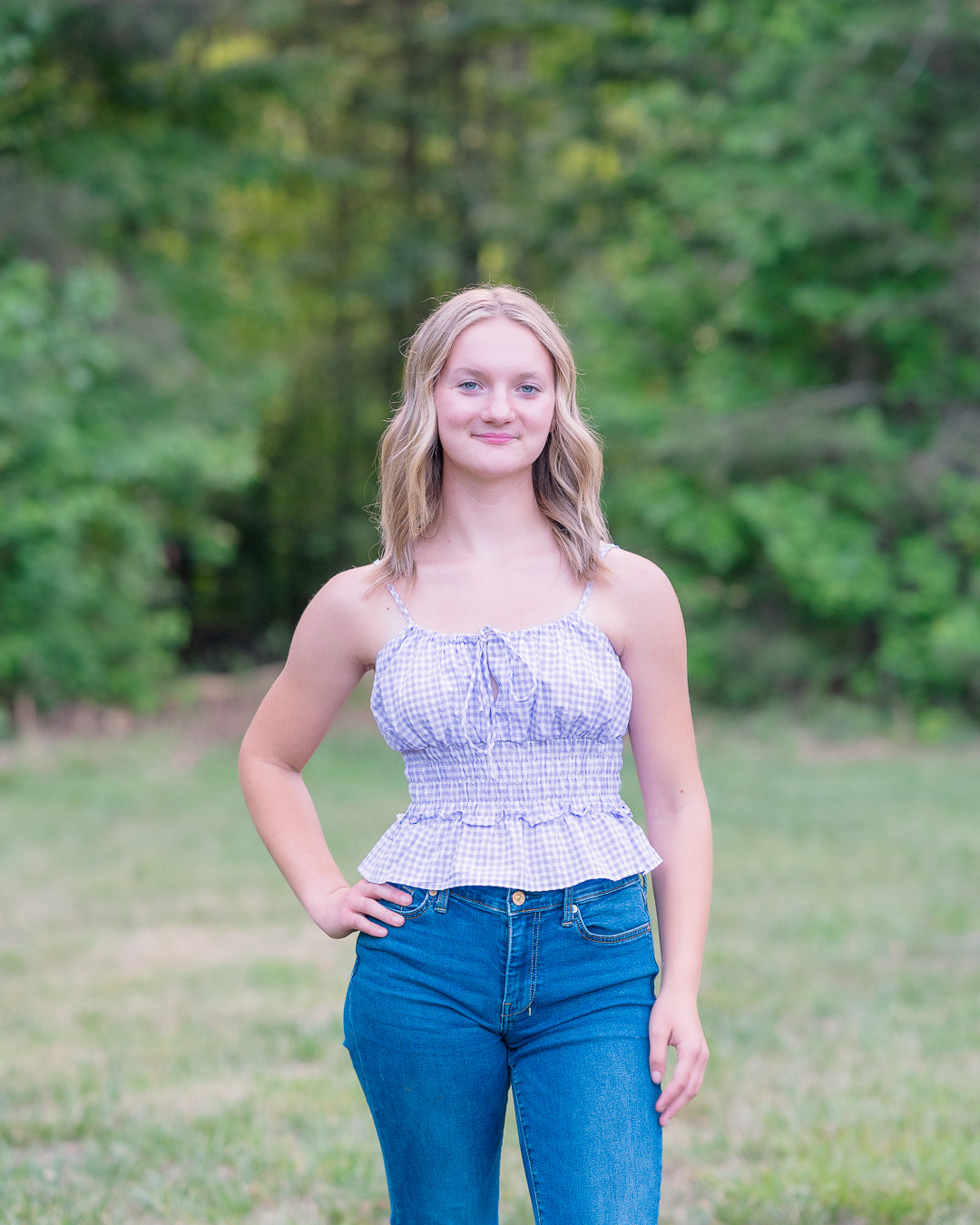 Lavender Fields Gingham Top